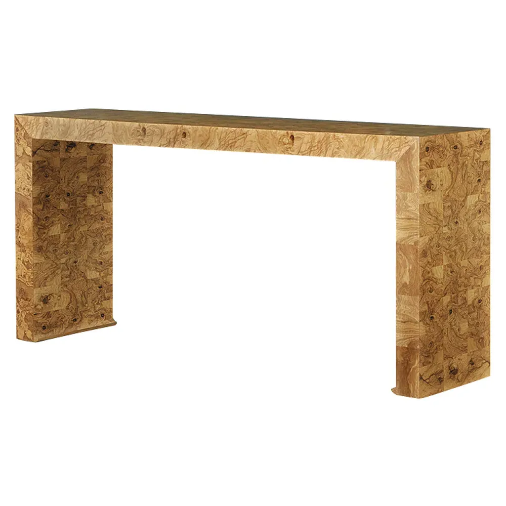 Lillia Rectangular Console Table - Brown, Burl Wood image