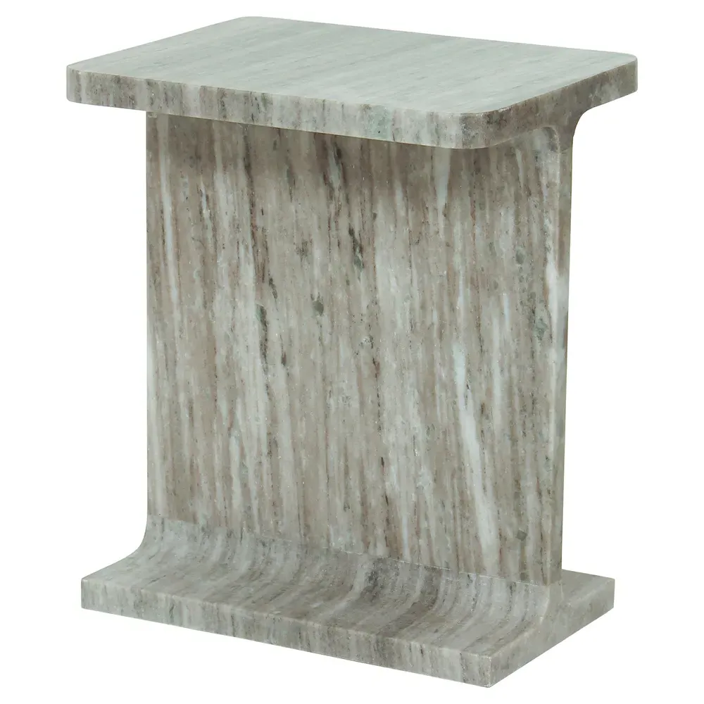Lillian Rectangular Accent Side Table - Beige, Marble