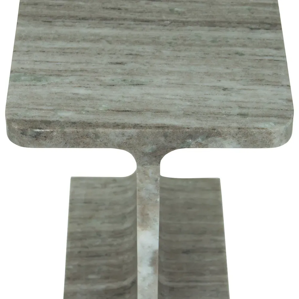 Lillian Rectangular Accent Side Table - Beige, Marble