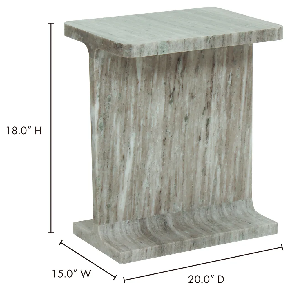 Lillian Rectangular Accent Side Table - Beige, Marble