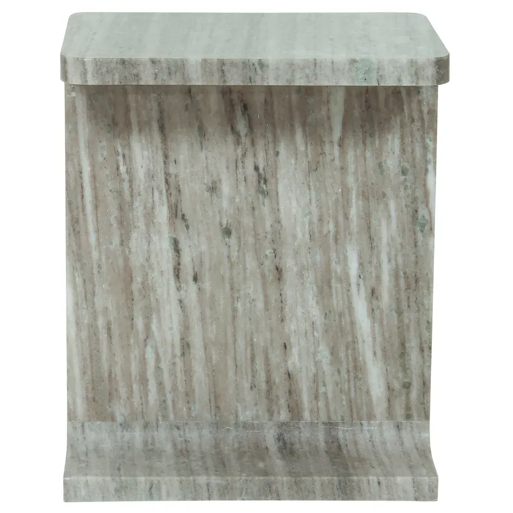 Lillian Rectangular Accent Side Table - Beige, Marble