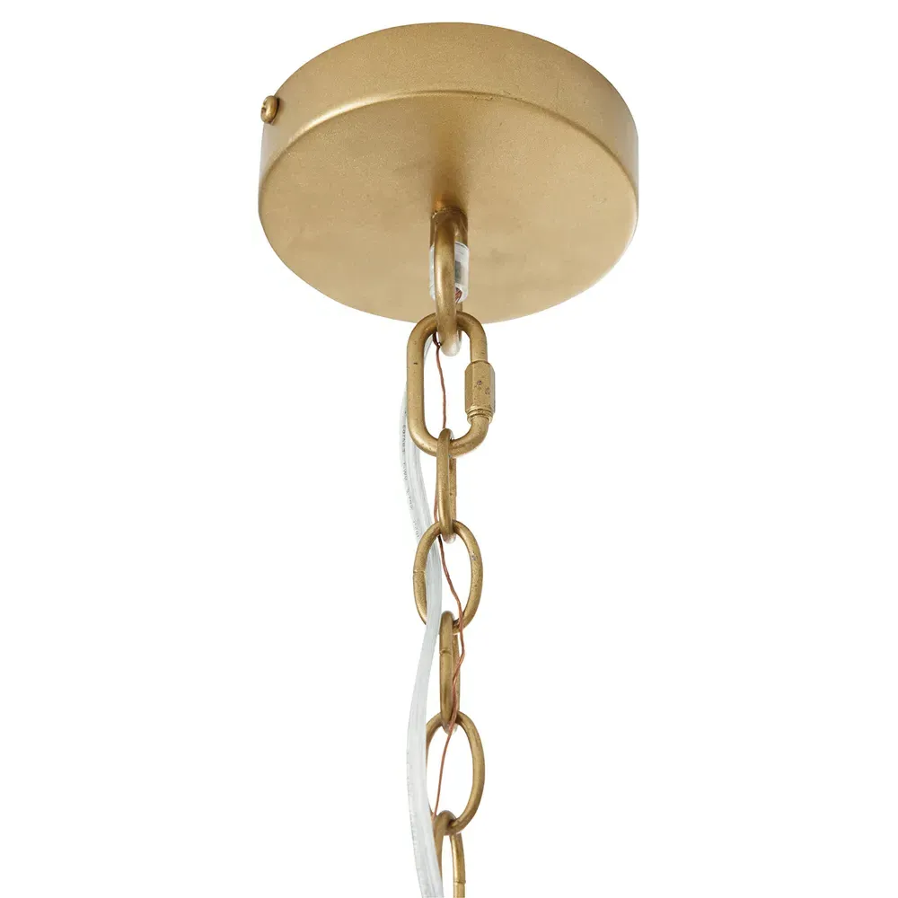 Lilo Wooden Beads Chandelier - White, Antique Brass