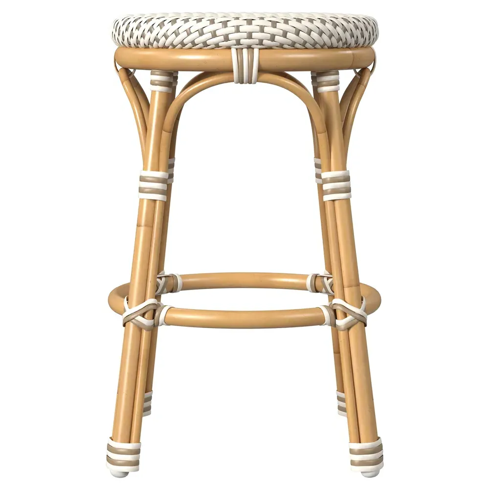 Lily Backless Counter Stool - Beige, Rattan