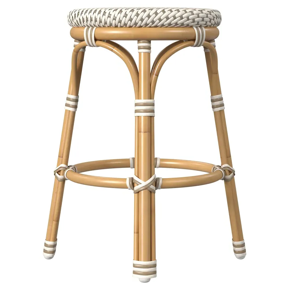 Lily Backless Counter Stool - Beige, Rattan