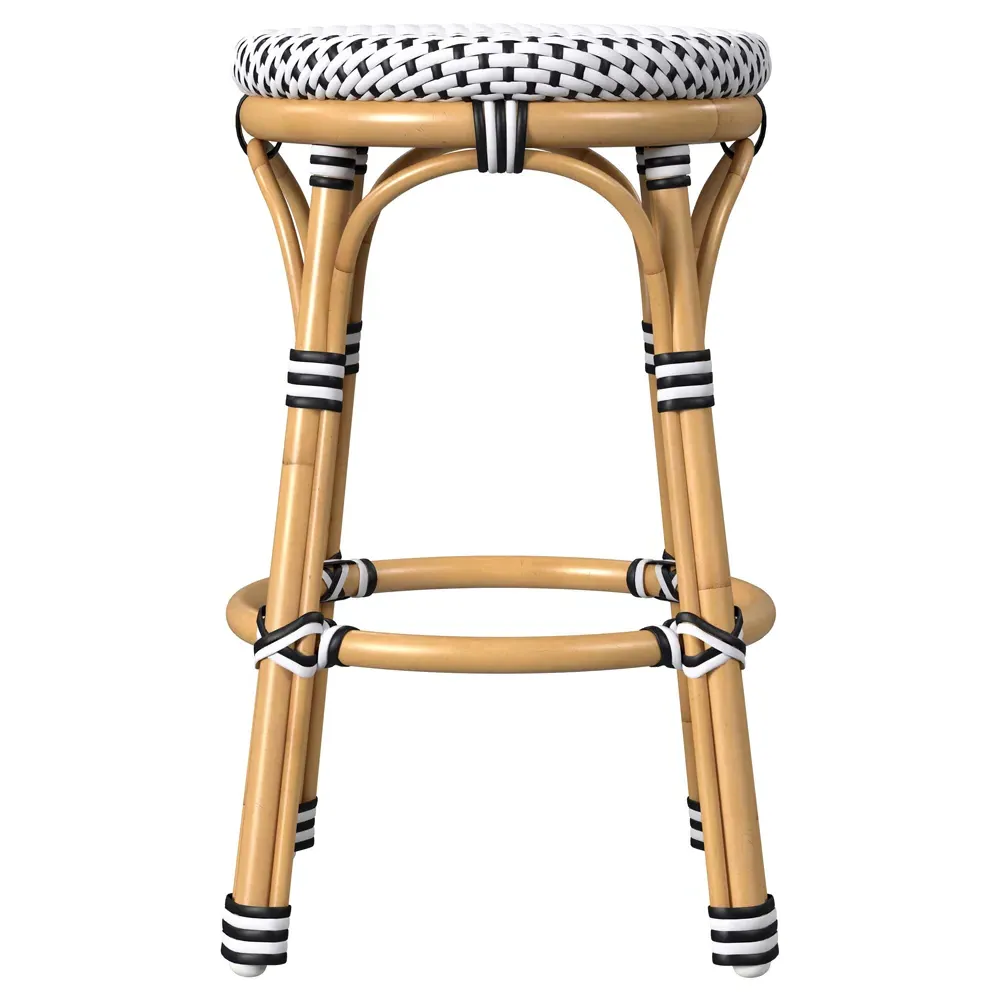 Lily Backless Counter Stool - Black, Rattan