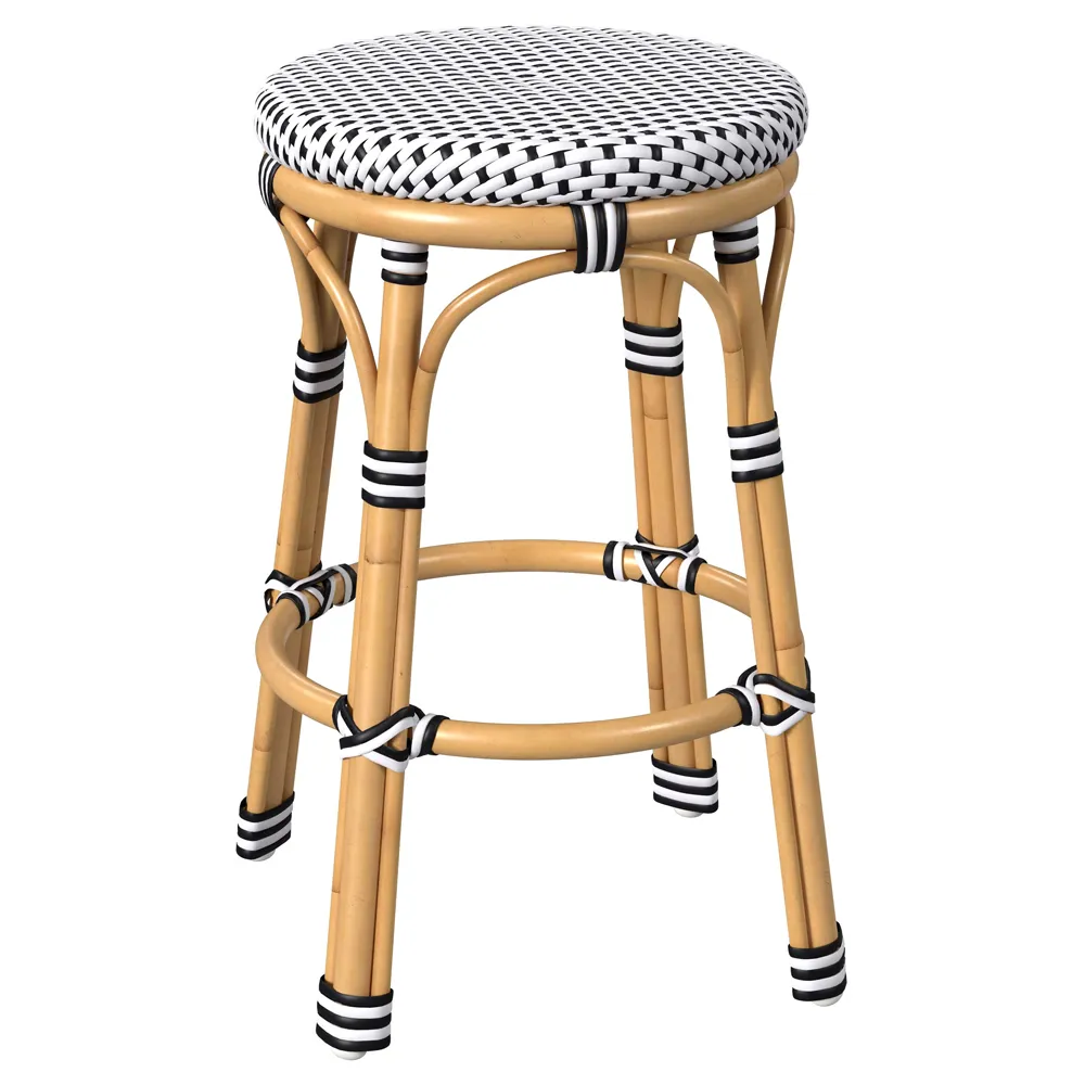 Lily Backless Counter Stool - Black, Rattan image