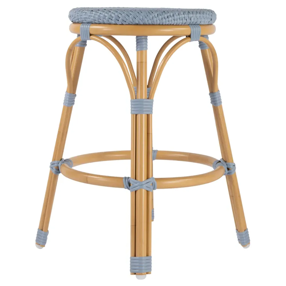 Lily Backless Counter Stool - Blue, Rattan