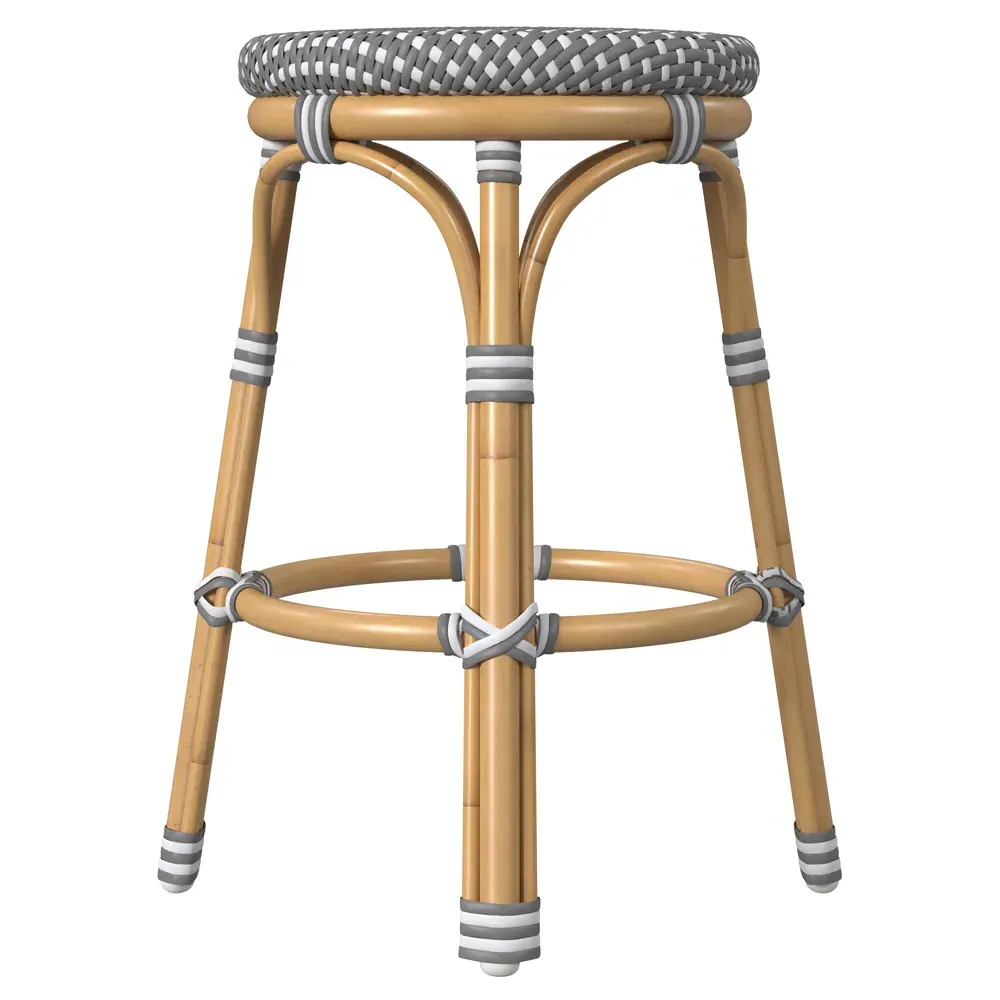 Lily Backless Counter Stool - Grey, Rattan