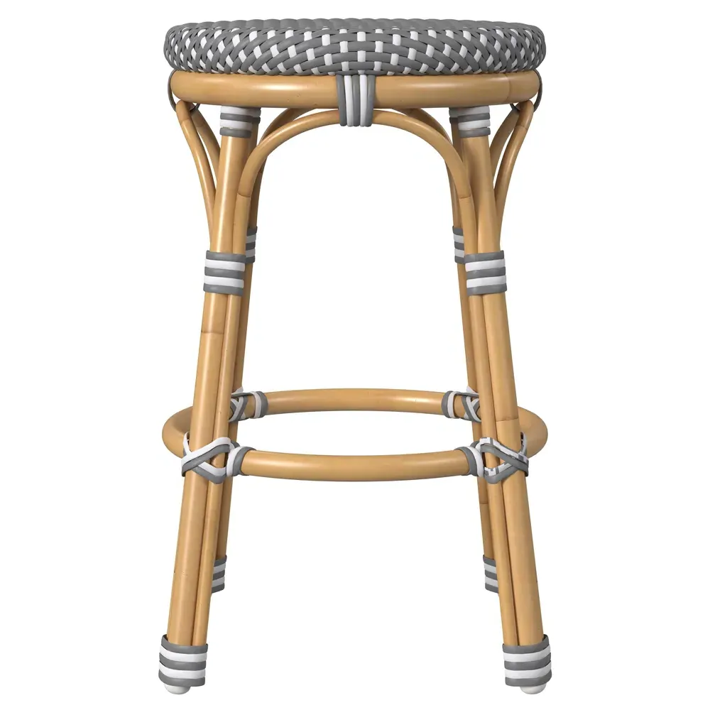 Lily Backless Counter Stool - Grey, Rattan