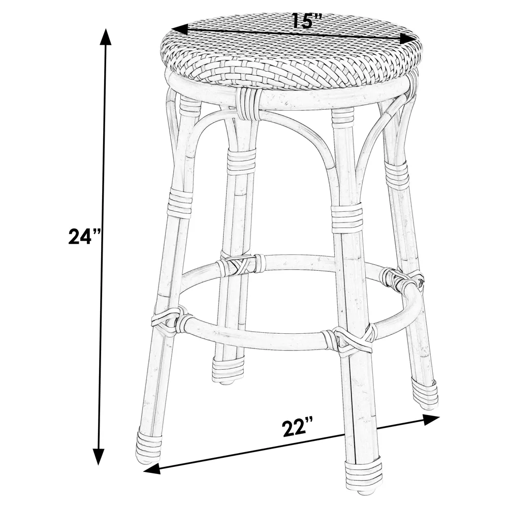 Lily Backless Counter Stool - Grey, Rattan