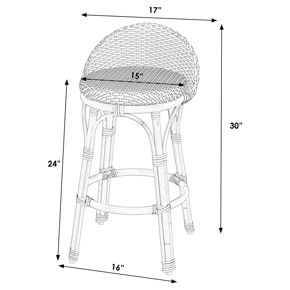 Lily Counter Stool - Beige, Rattan