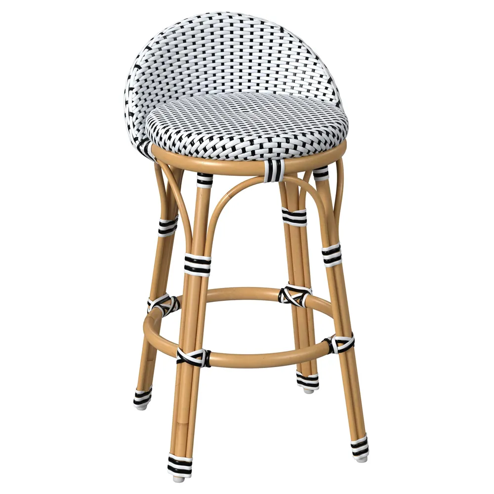 Lily Counter Stool - Black, Rattan
