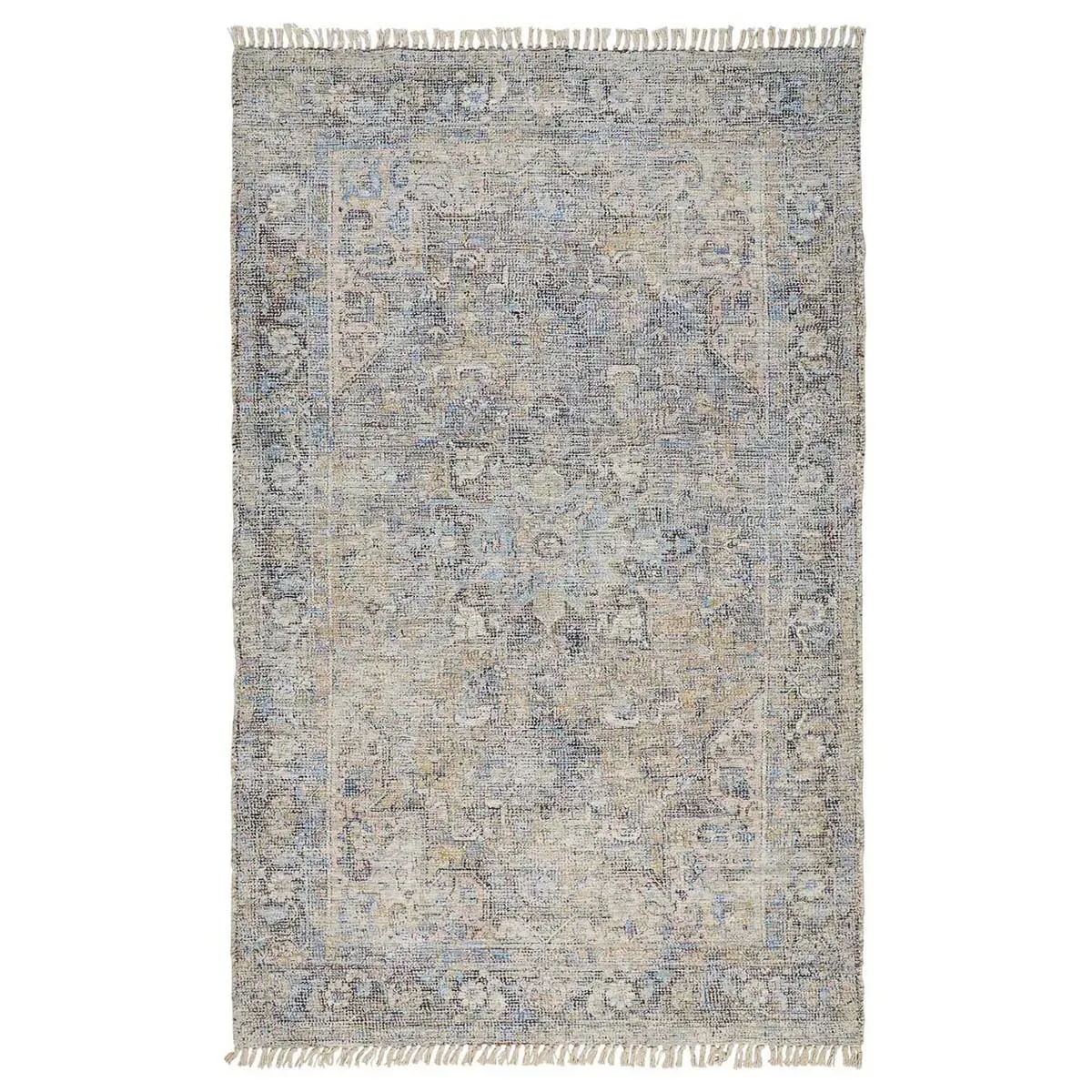 Lily Global Bazaar Floral Patterned Rug - Grey, Wool
