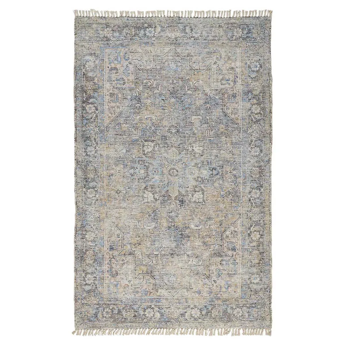 Lily Global Bazaar Floral Patterned Rug - Grey, Wool