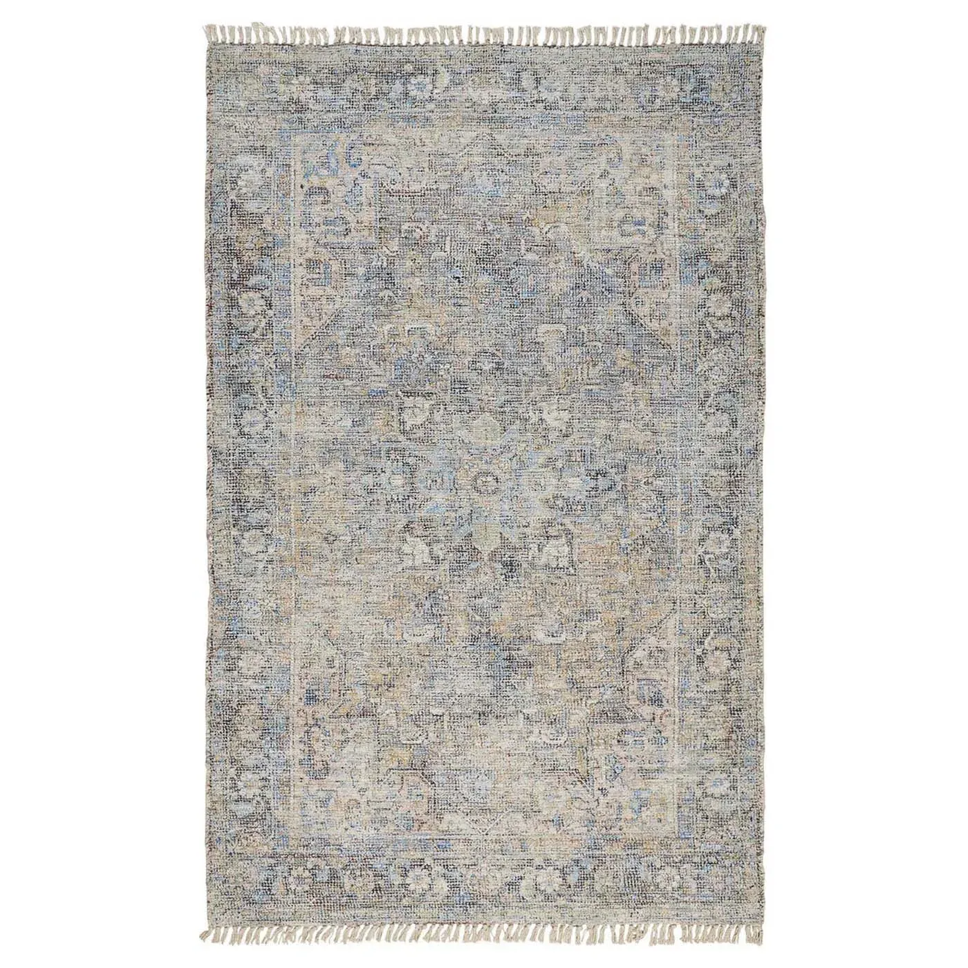 Lily Global Bazaar Floral Patterned Rug - Grey, Wool