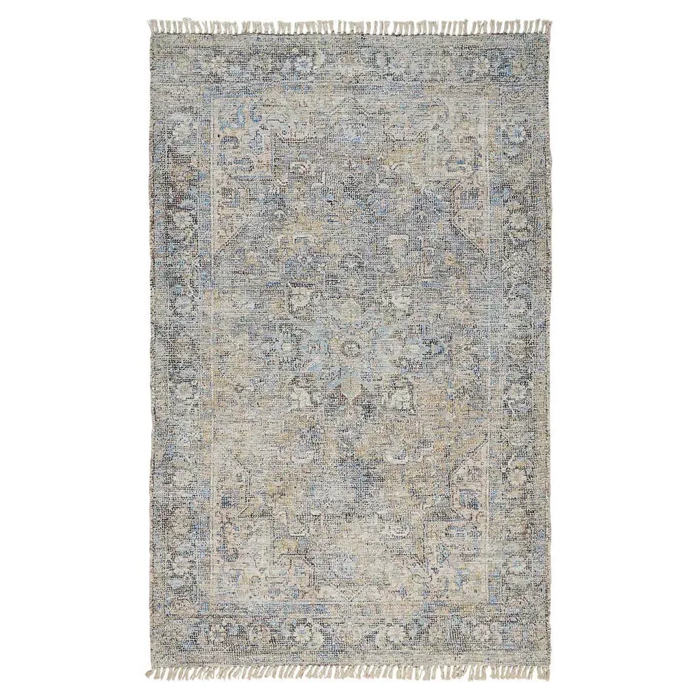 Lily Global Bazaar Floral Patterned Rug - Grey, Wool