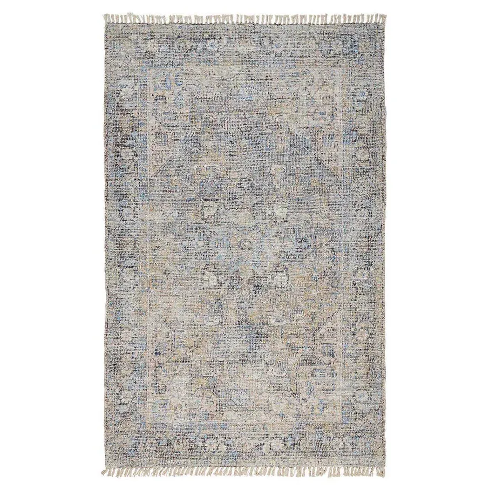 Lily Global Bazaar Floral Patterned Rug - Grey, Wool image
