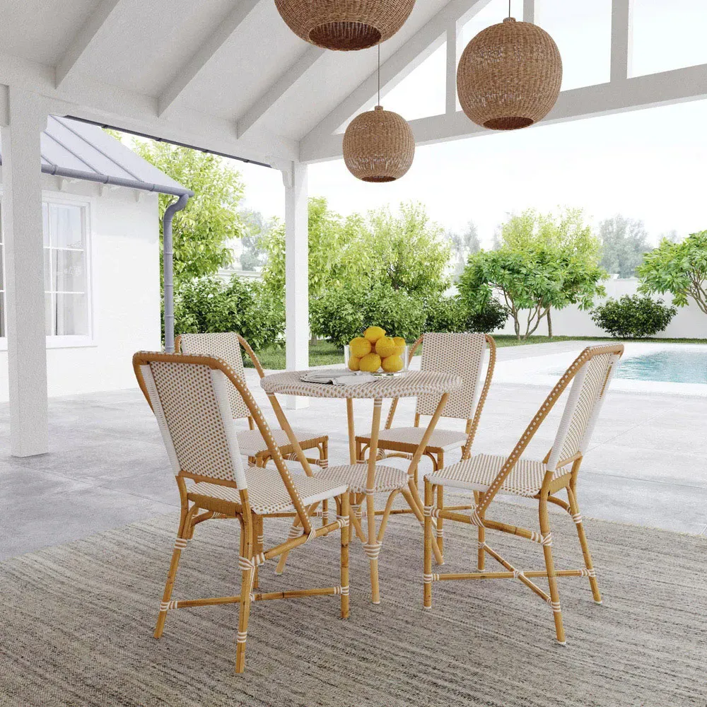 Lily Outdoor Bistro Dining Chair - Beige, Rattan
