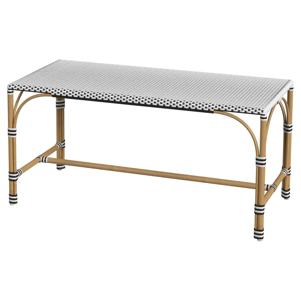 Lily Outdoor Dining Bench - Black, Rattan