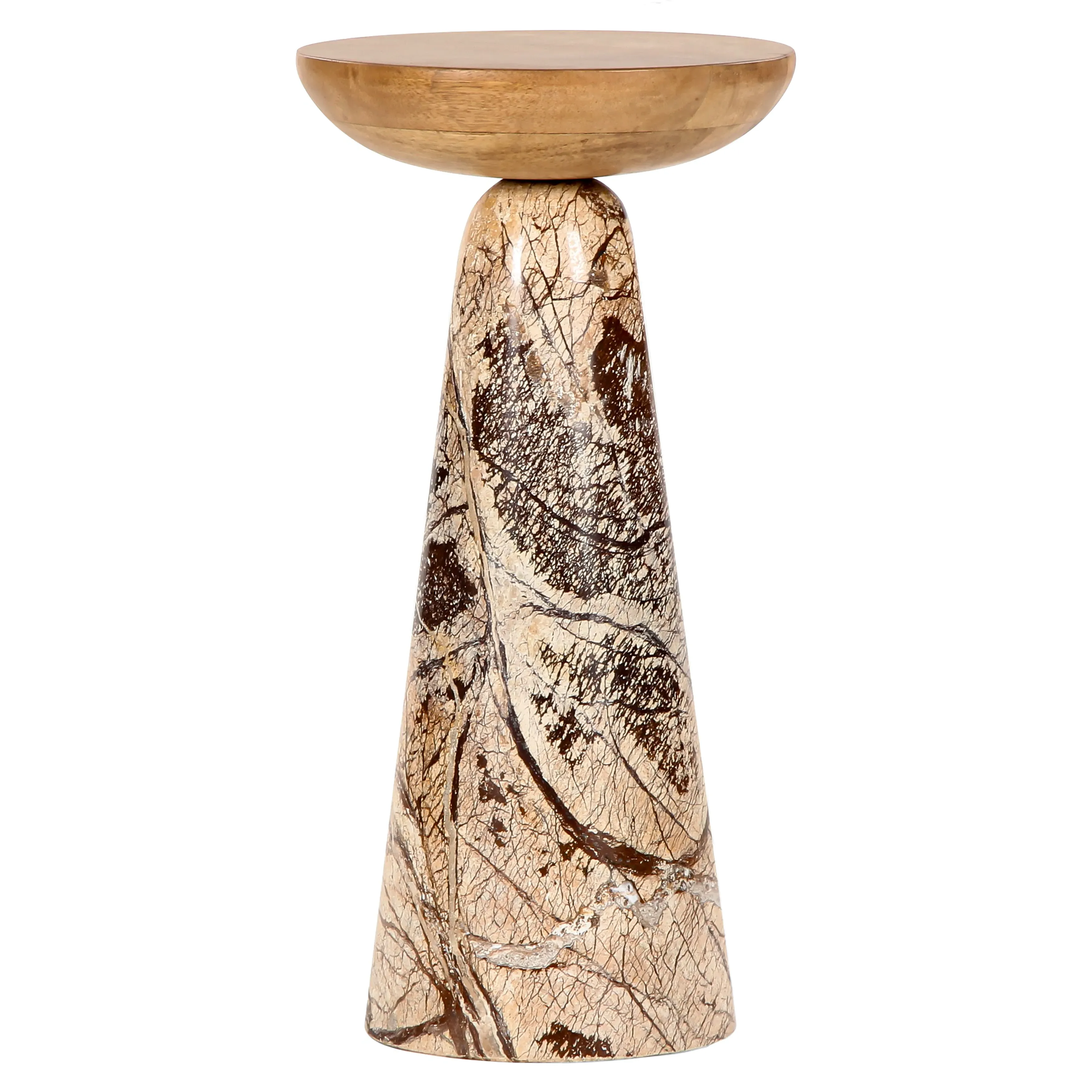 Lily Pedestal Drink Table - Brown, Wood
