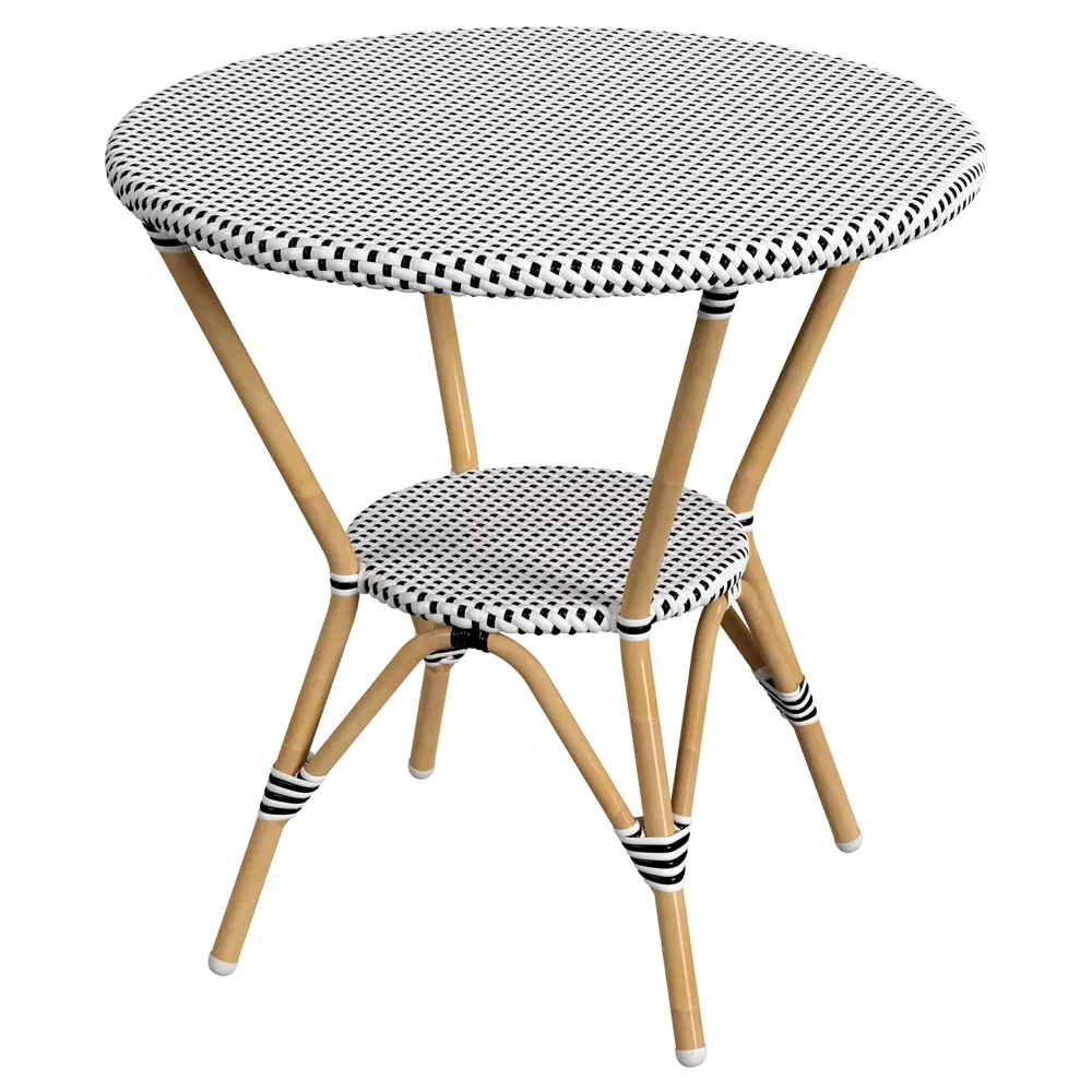 Lily Round Outdoor Bistro Table - Black, Rattan