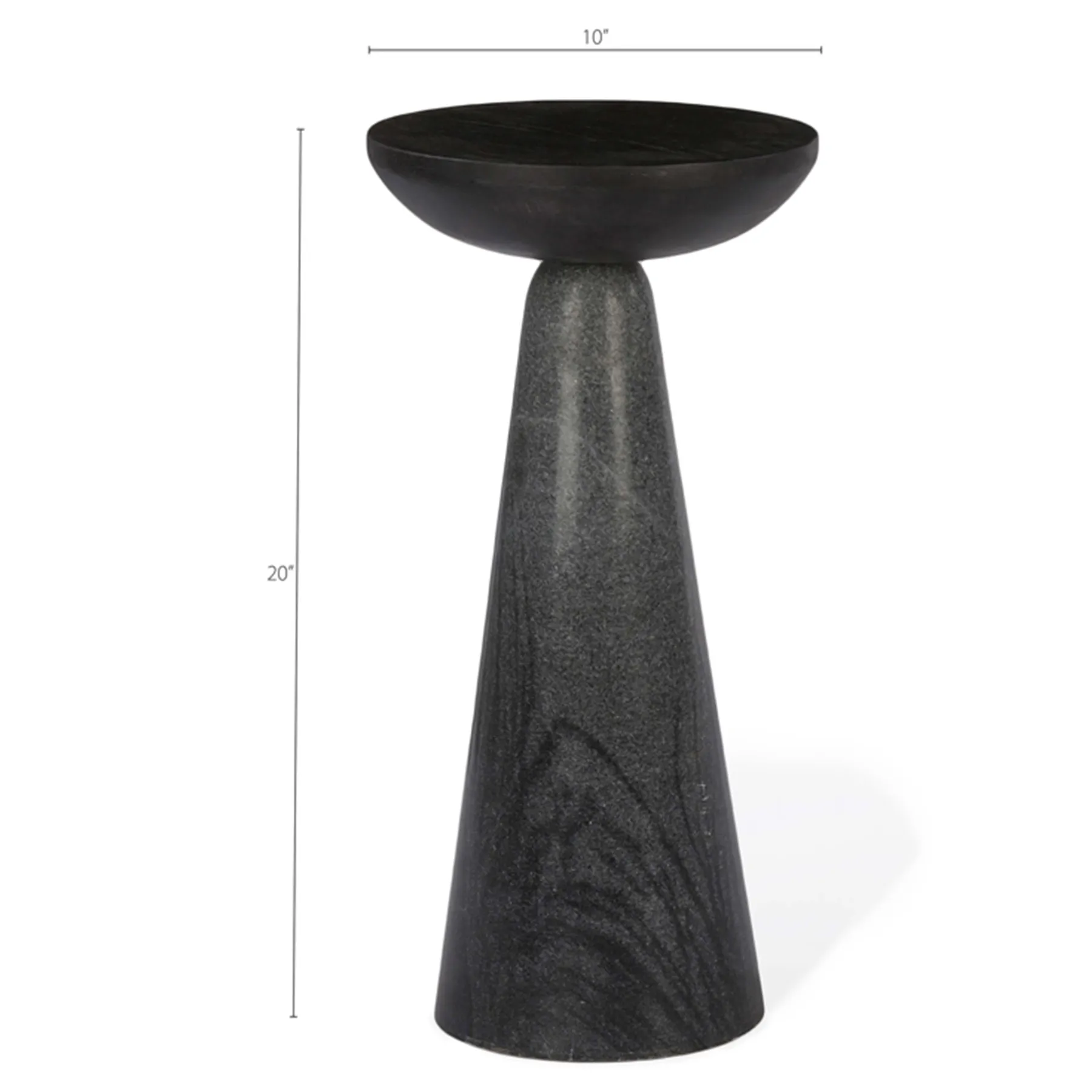 Lily Round Pedestal Drink Table - Black, Marble