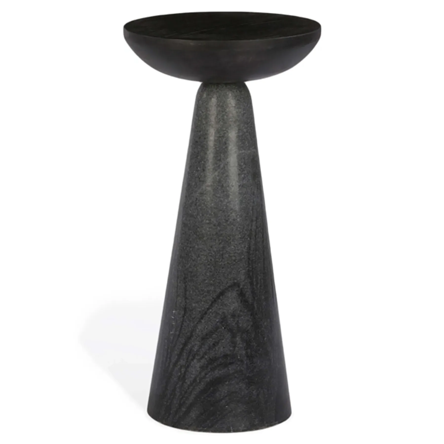 Lily Round Pedestal Drink Table - Black, Marble image