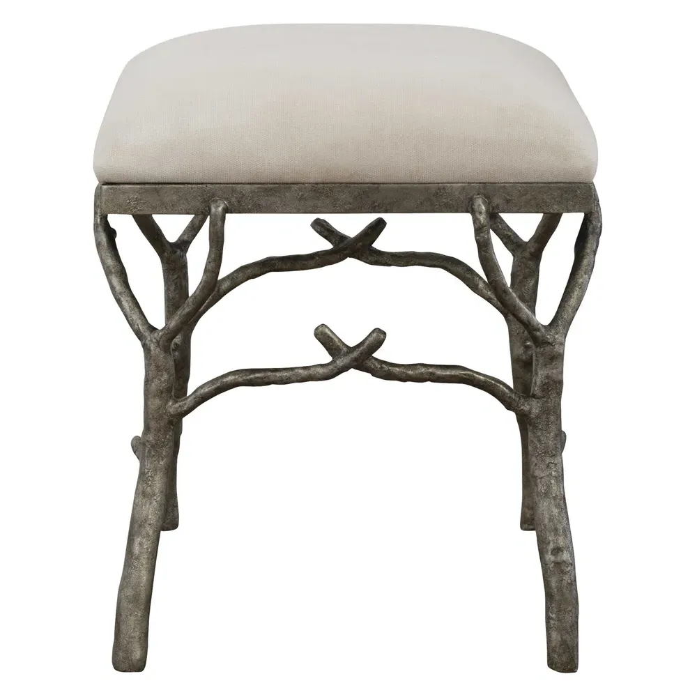 Lily Upholstered Branch Stool - Beige, Iron