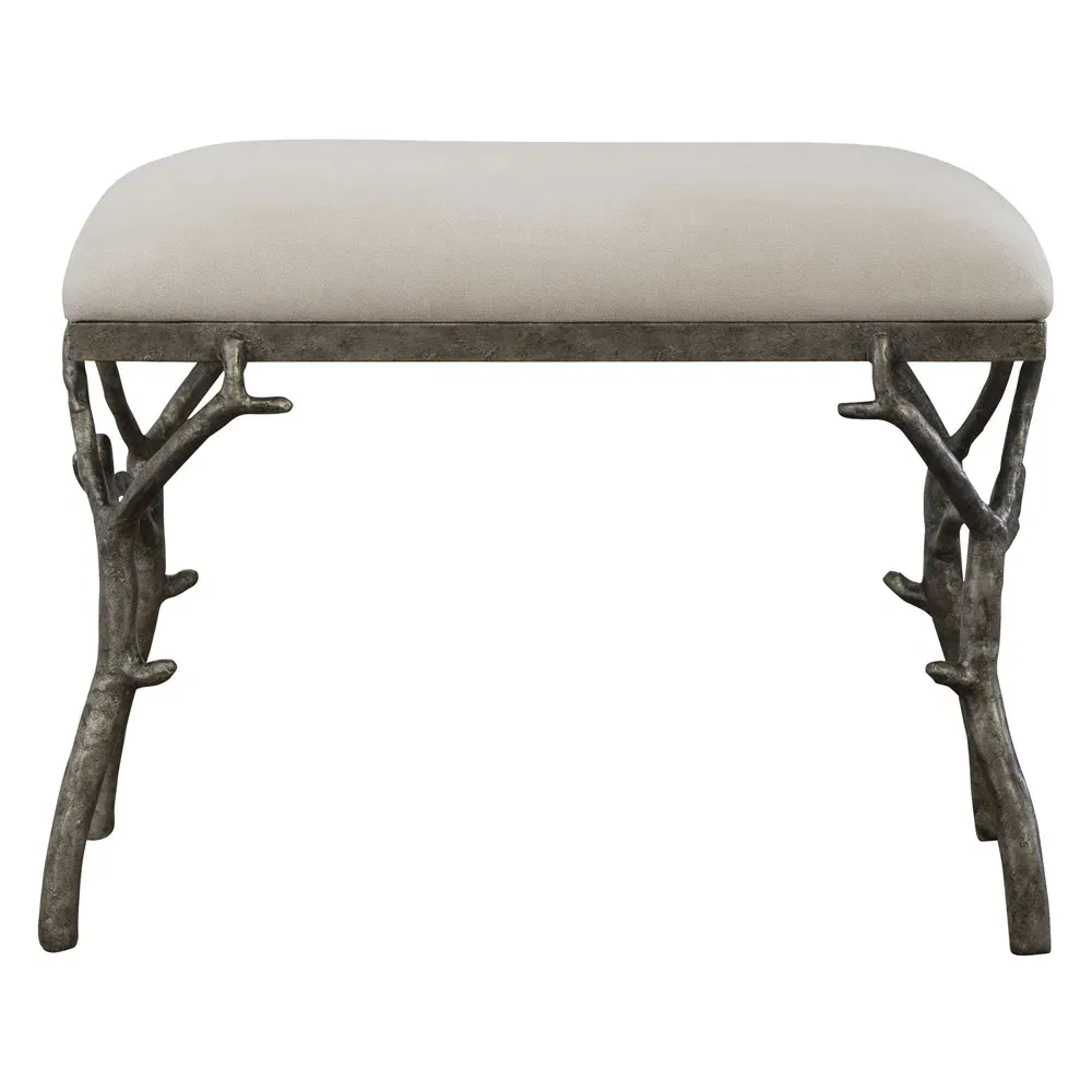 Lily Upholstered Branch Stool - Beige, Iron