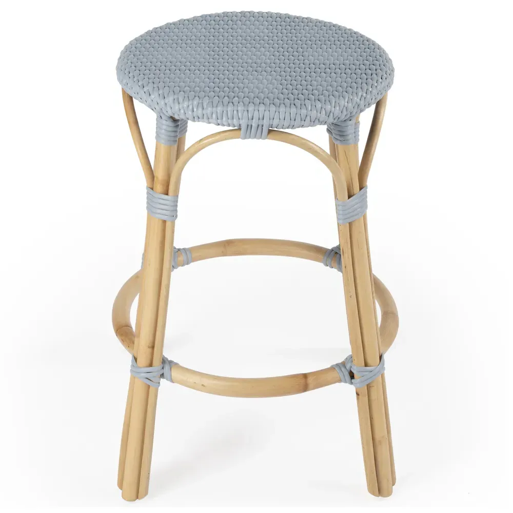 Lily Woven Counter Stool - Blue, Rattan
