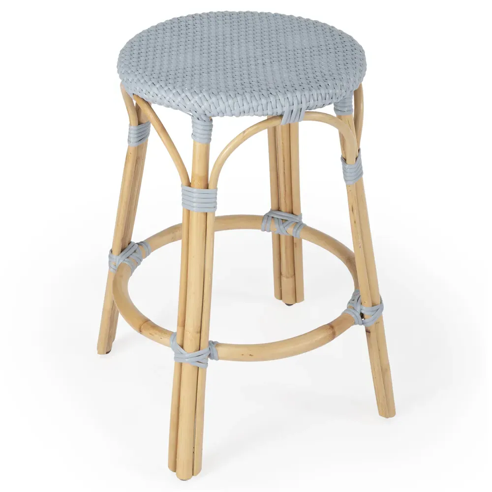 Lily Woven Counter Stool - Blue, Rattan