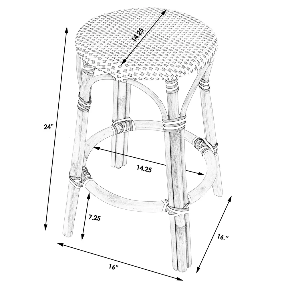Lily Woven Counter Stool - Blue, Rattan