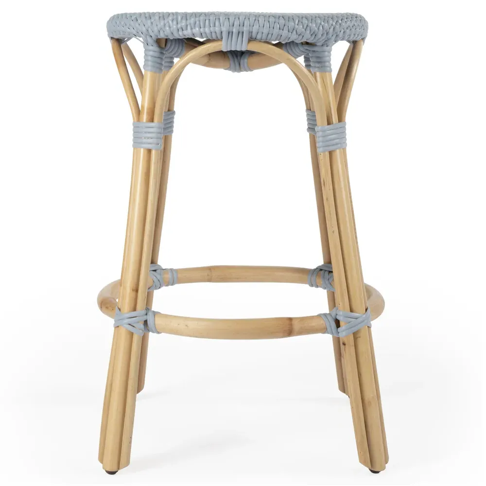 Lily Woven Counter Stool - Blue, Rattan image