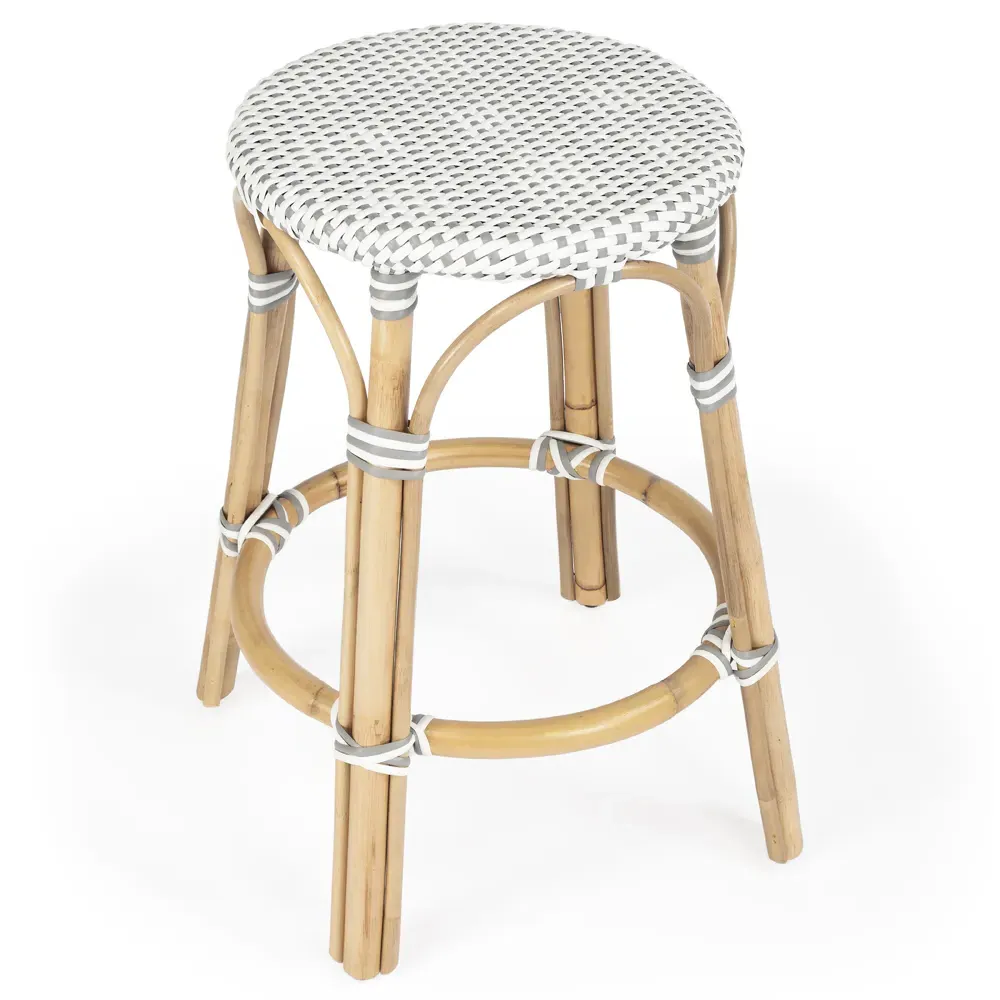 Lily Woven Counter Stool - Grey, Rattan