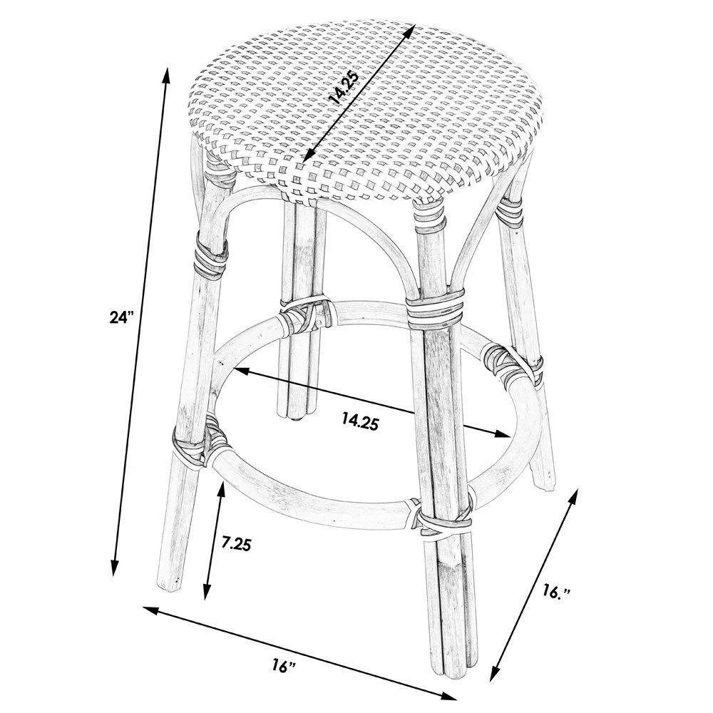 Lily Woven Counter Stool - Grey, Rattan