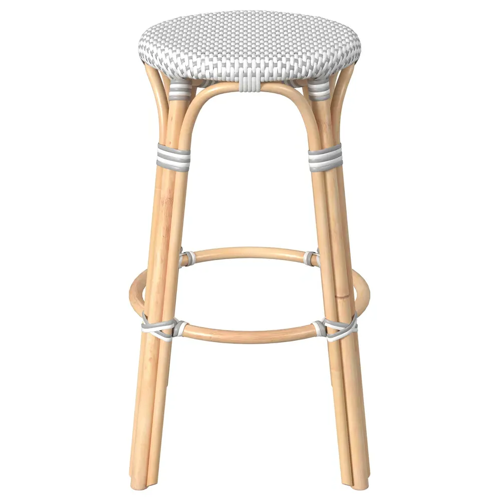 Lily Woven Rattan Bar Stool - Grey, Brown