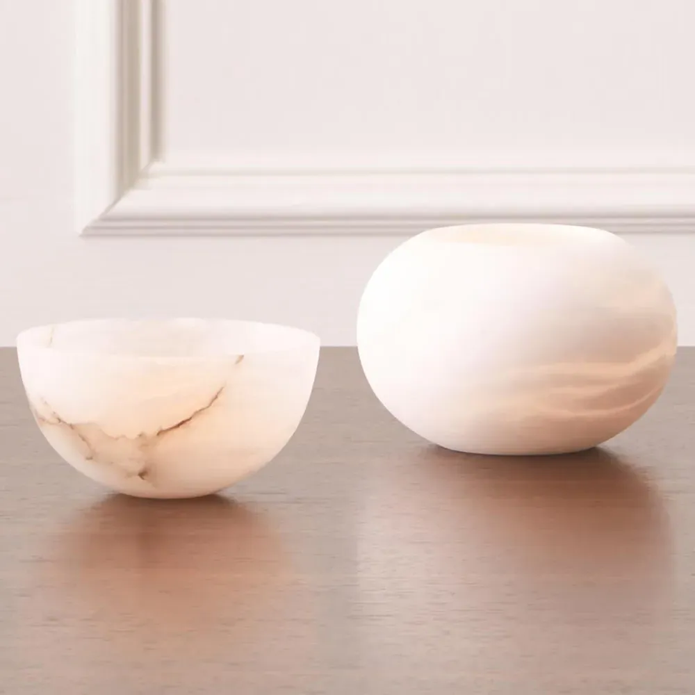 Lina Round Decorative Bowl - White, Alabaster