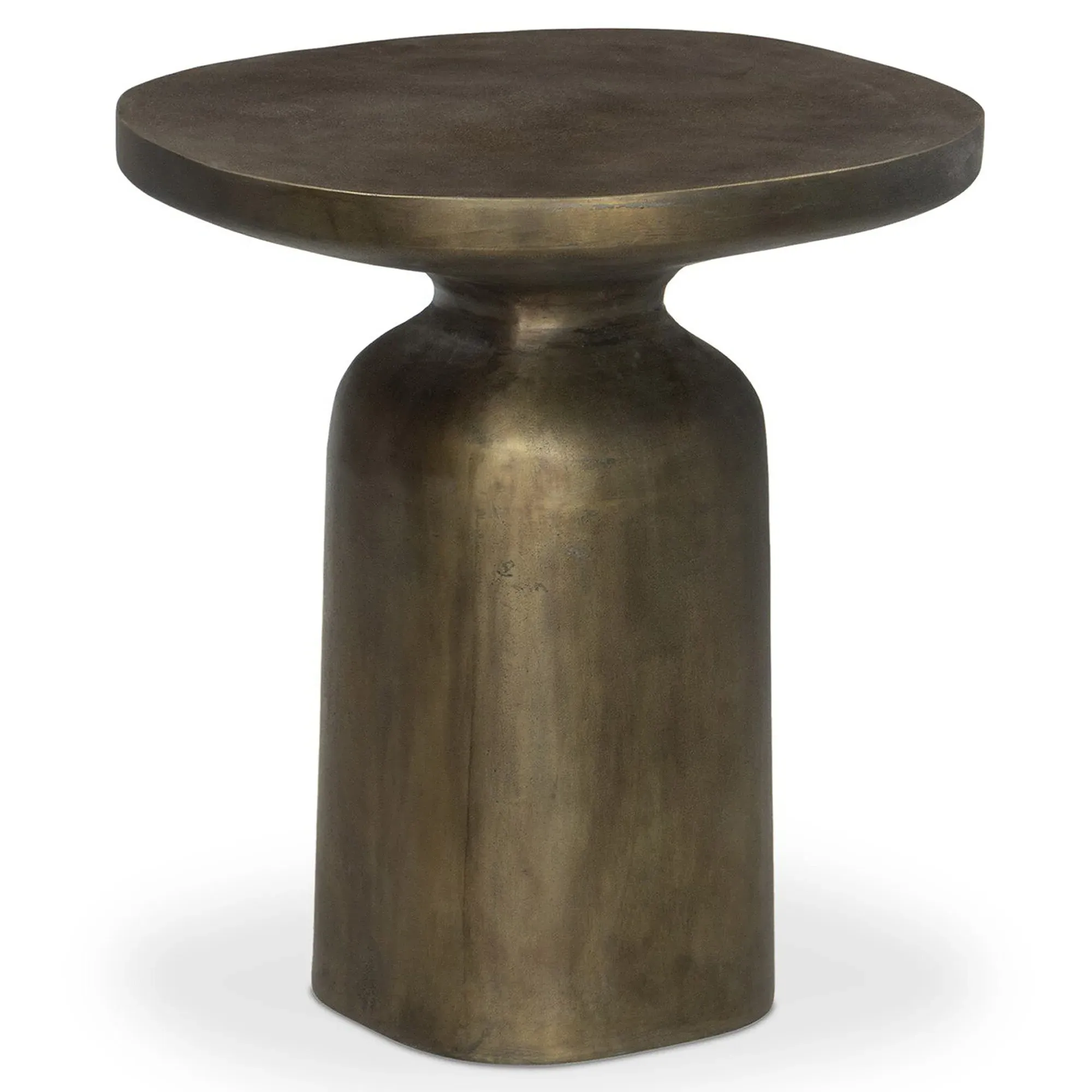Lincoln Round End Table - Aged Brass, Aluminum