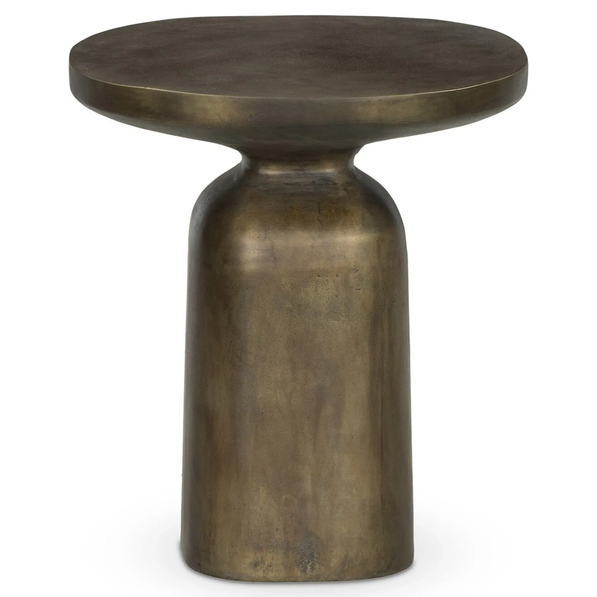 Lincoln Round End Table - Aged Brass, Aluminum
