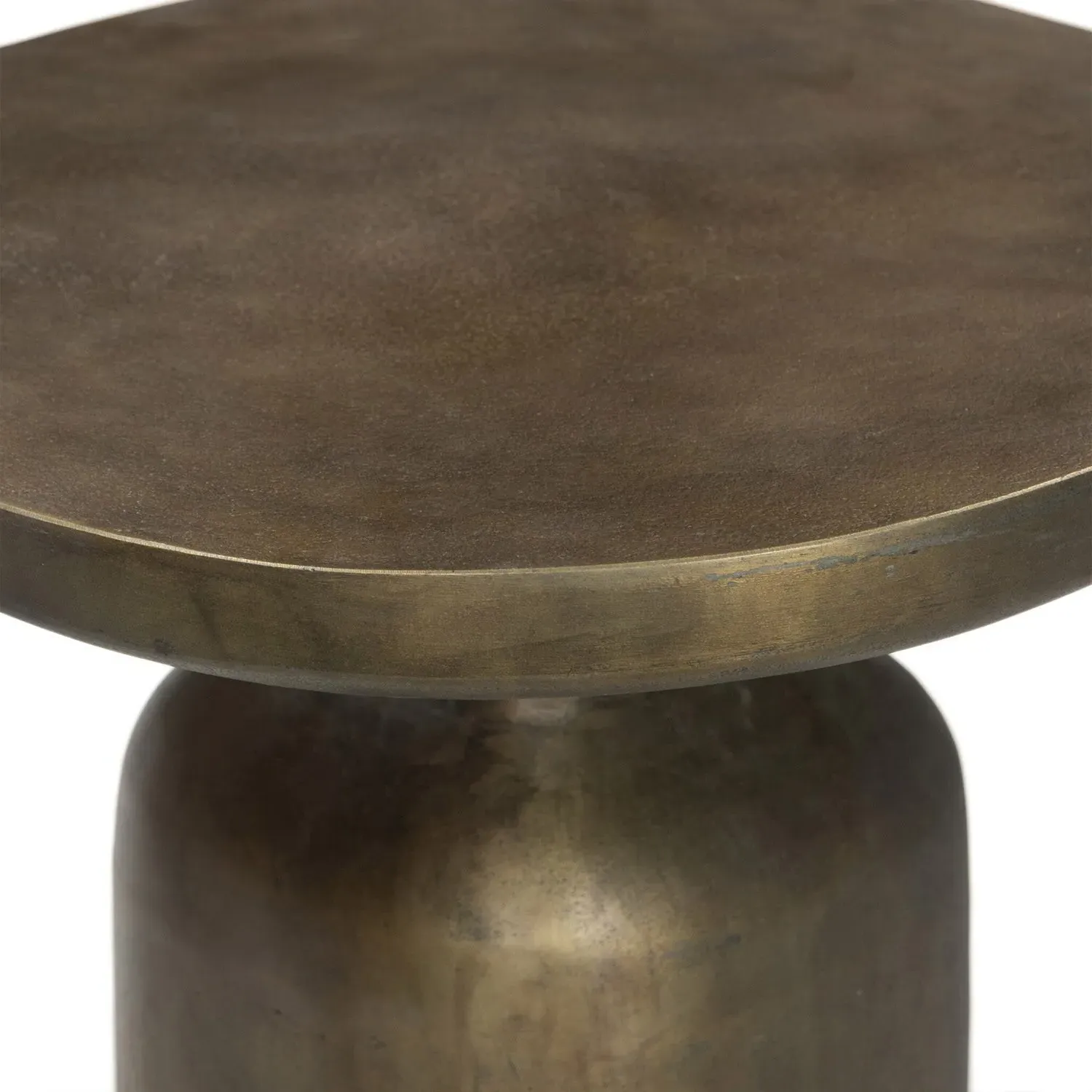 Lincoln Round End Table - Aged Brass, Aluminum