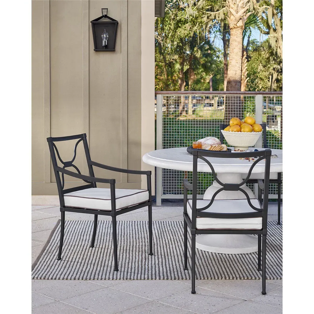 Lindale Outdoor Dining Arm Chair with Cushion - Grey, Aluminum