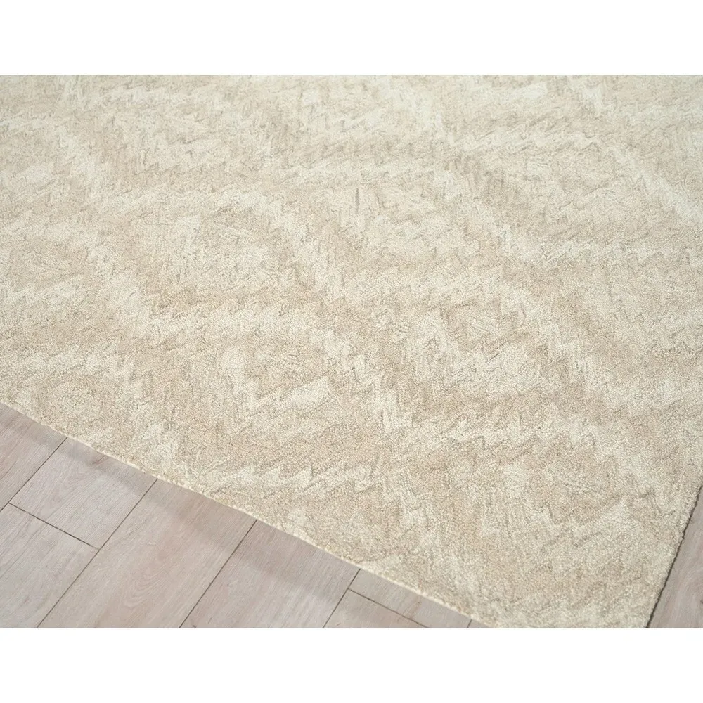 Linden Diamond Patterned Rug - Beige, Wool