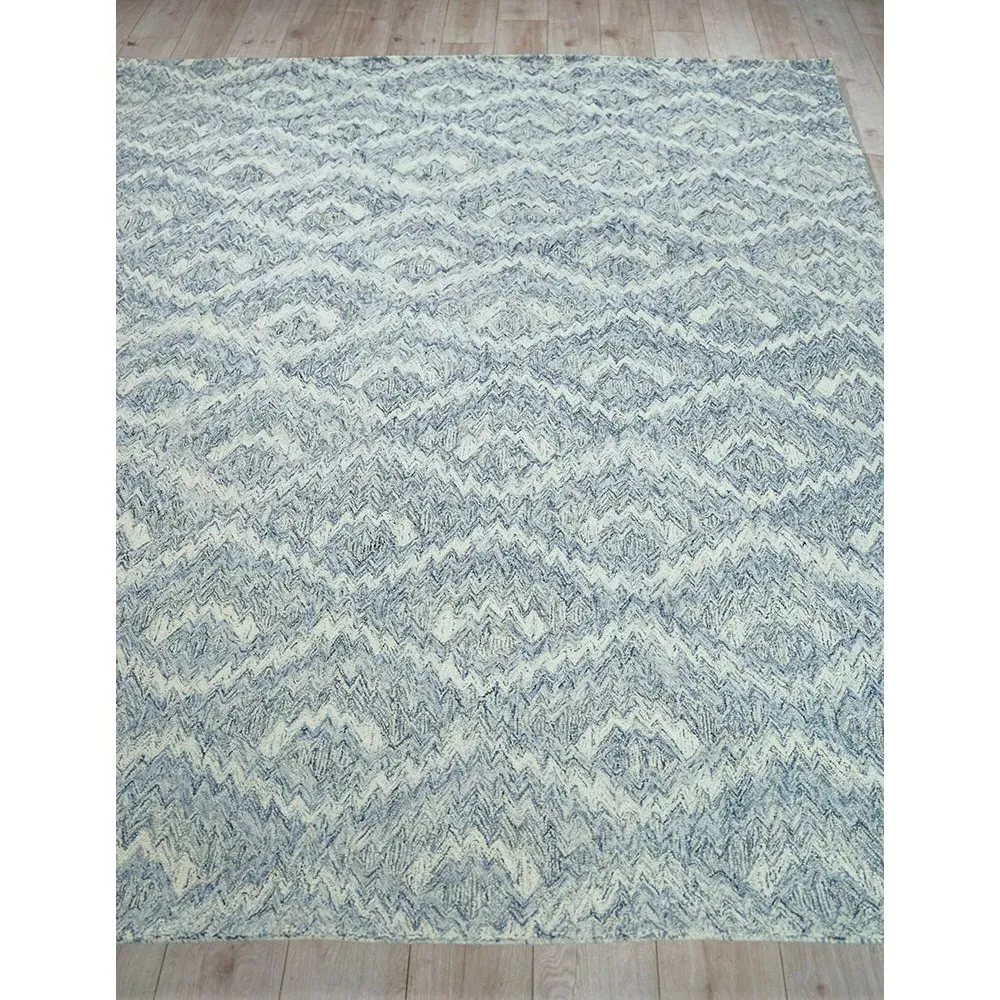 Linden Diamond Patterned Rug - Light Blue, Wool