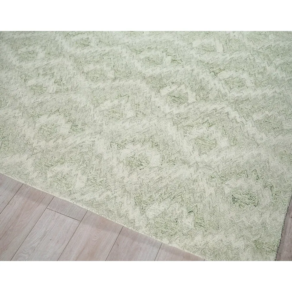Linden Diamond Patterned Rug - Light Green, Wool