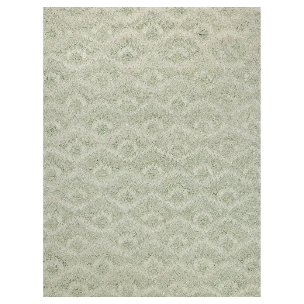 Linden Diamond Patterned Rug - Light Green, Wool