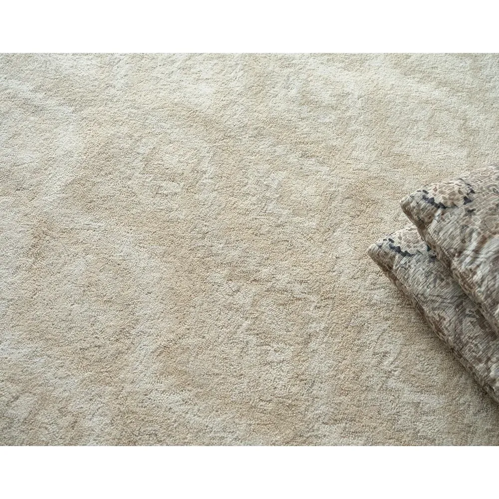 Linden Diamond Patterned Rug Sample - Beige, Wool