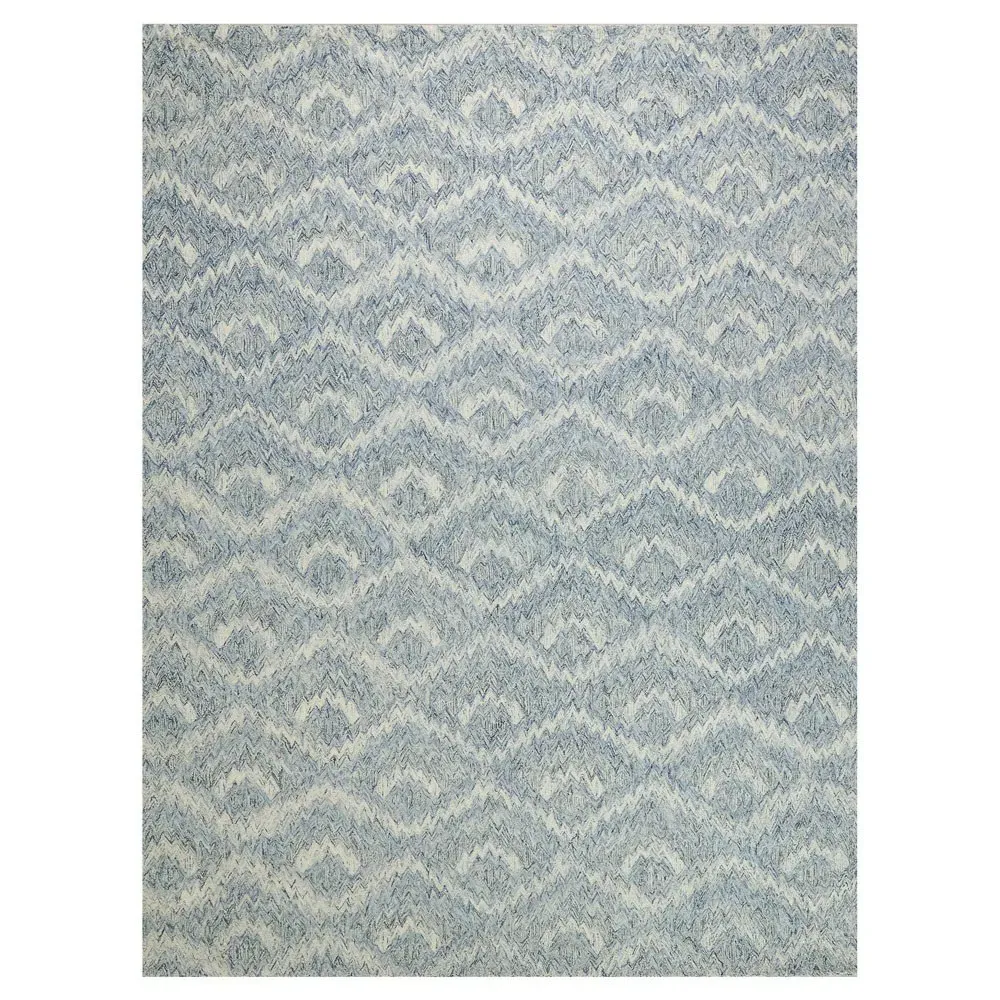 Linden Diamond Patterned Rug Sample - Light Blue, Wool