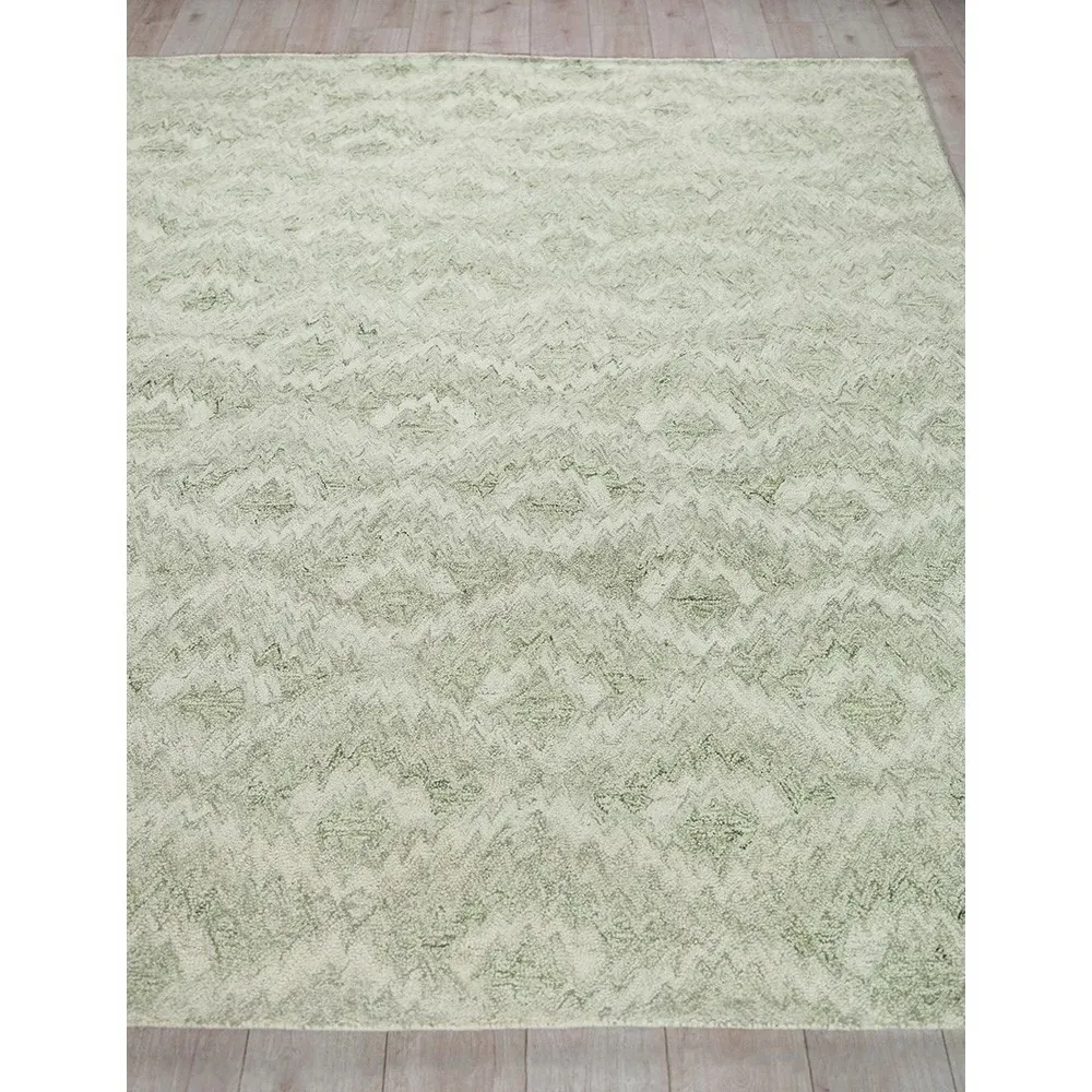 Linden Sample Diamond Patterned Rug - Light Green, Wool