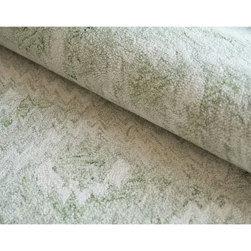 Linden Sample Diamond Patterned Rug - Light Green, Wool