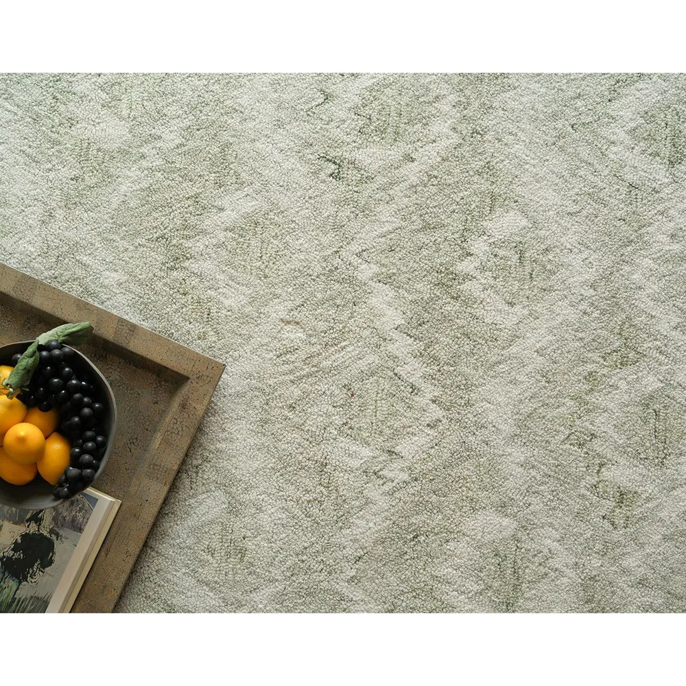 Linden Sample Diamond Patterned Rug - Light Green, Wool
